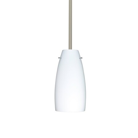 Besa Lighting Tao 10 Stem Pendant, Opal Matte, Satin Nickel Finish, 1x100W Incandescent 1TT-151207-SN